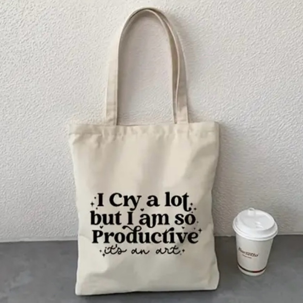 Taylor Swift “I Cry A Lot But I Am So Productive” Canvas Tote Bag
